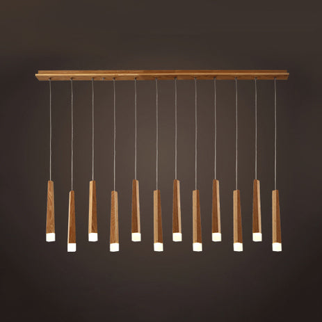 Matchstick Dining Room LED Pendant Light Wood 1/5/7-Light Ceiling Light Fixture with Diffuser in Warm/White Light