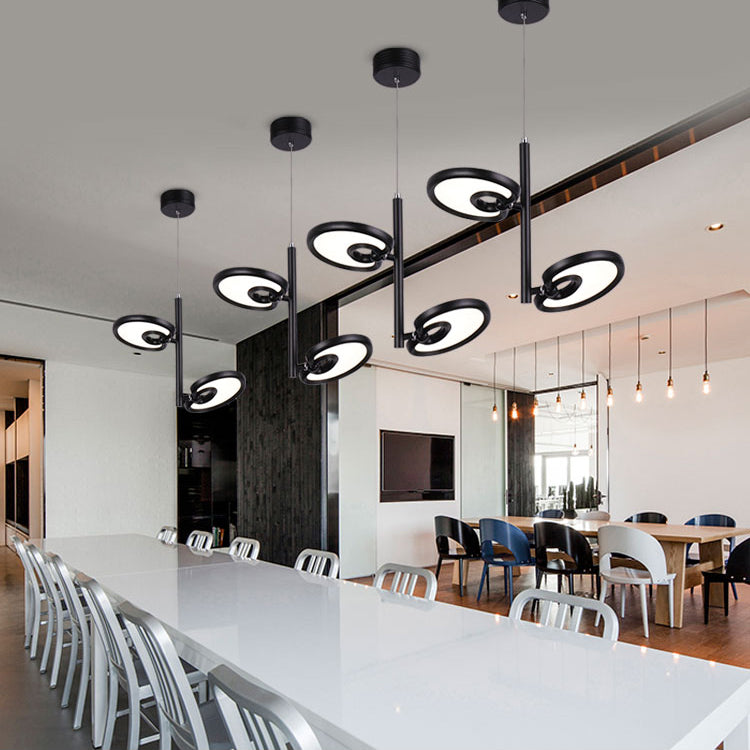 2/4/6 Heads Leaf Suspended Pendant Light Modern Metal Black/White LED Hanging Light for Dining Room in Warm/White/Neutral Light