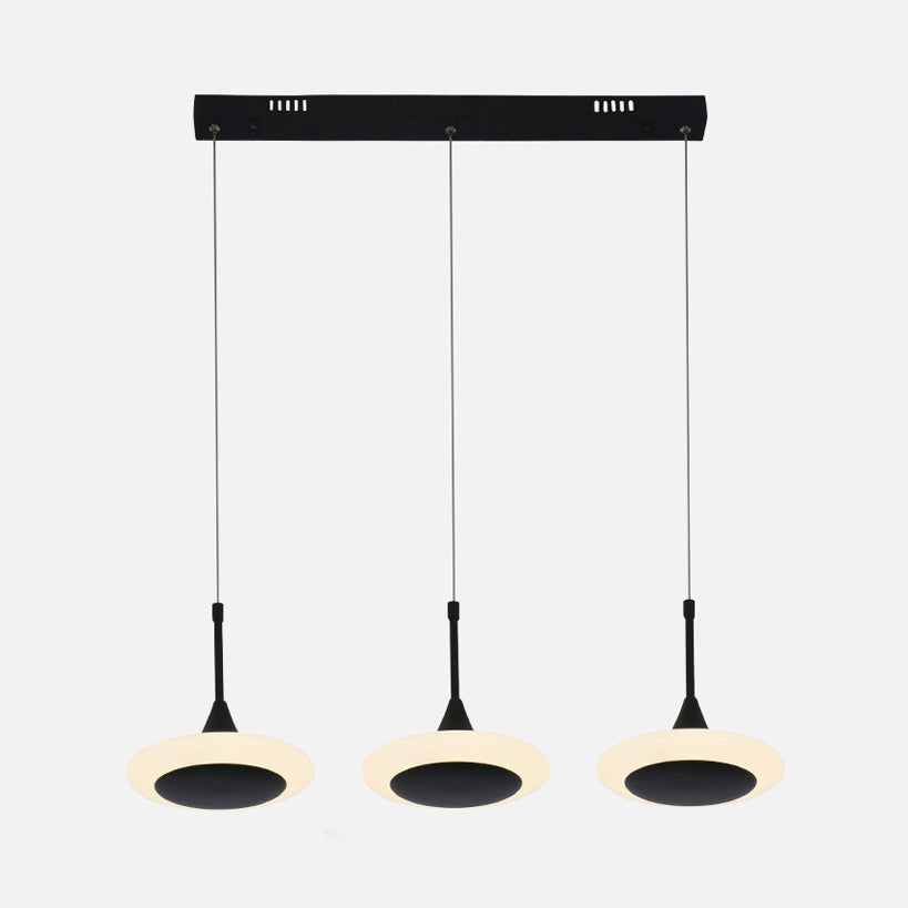 Black Trumpet Ceiling Light Contemporary LED Acrylic Drop Pendant with Round/Linear Canopy