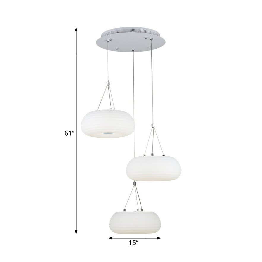 White Doughnut Pendant Lamp Modern LED Metal Hanging Ceiling Light Fixture for Dining Room