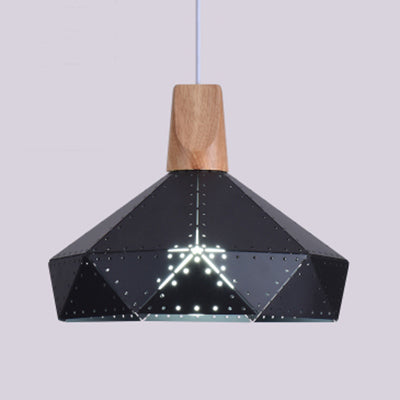 Metallic Diamond Shape Pendant Light Black/Grey/White 1 Light Modern Monochrome Hanging Light for Kitchen Stair