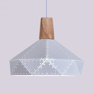 Metallic Diamond Shape Pendant Light Black/Grey/White 1 Light Modern Monochrome Hanging Light for Kitchen Stair