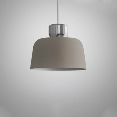 Bucket Shade Dining Room Pendant Lamp One Bulb 9"/10"/11.5"/14" Wide Simple Ceiling Pendant Light in Gray