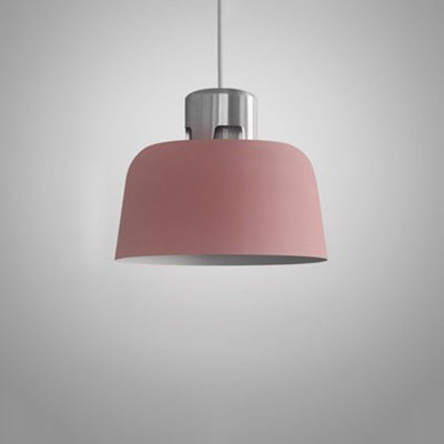 Metal Bucket Shade Hanging Light Single Light Nordic Pendant Lighting in Blue/Green/Pink for Restaurant Dining Room