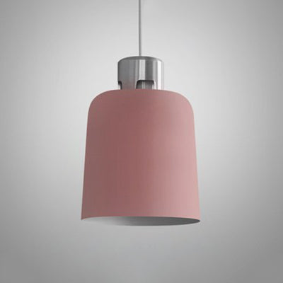 Metal Bucket Shade Hanging Light Single Light Nordic Pendant Lighting in Blue/Green/Pink for Restaurant Dining Room