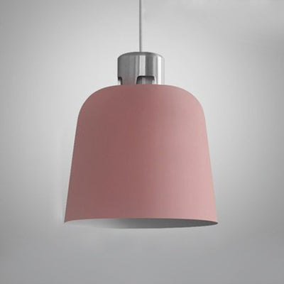 Metal Bucket Shade Hanging Light Single Light Nordic Pendant Lighting in Blue/Green/Pink for Restaurant Dining Room