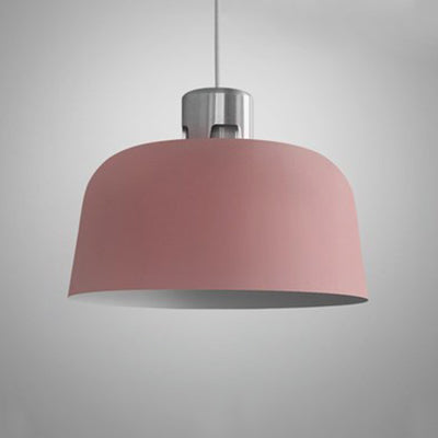 Metal Bucket Shade Hanging Light Single Light Nordic Pendant Lighting in Blue/Green/Pink for Restaurant Dining Room