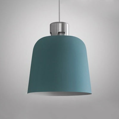 Metal Bucket Shade Hanging Light Single Light Nordic Pendant Lighting in Blue/Green/Pink for Restaurant Dining Room