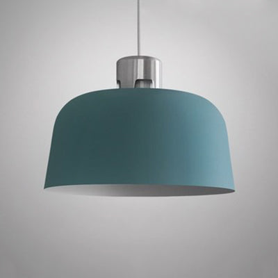 Metal Bucket Shade Hanging Light Single Light Nordic Pendant Lighting in Blue/Green/Pink for Restaurant Dining Room