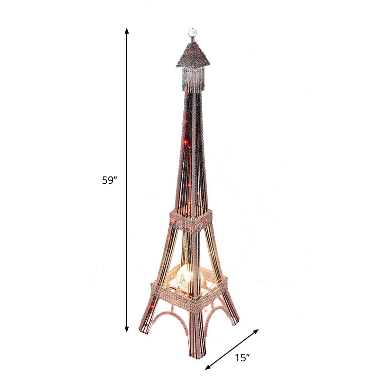 Fiame della torre metallica in piedi decorazioni art decorazioni da letto per la lettura del pavimento a LED LETTURA in nero e argento