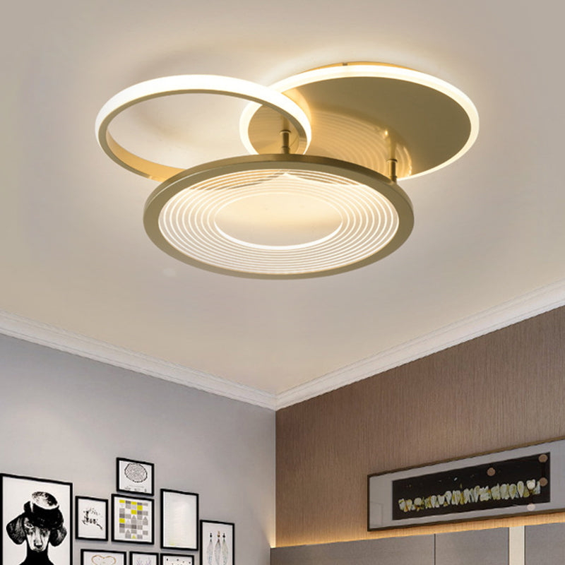 18 "/21,5" W Lampada a filo semifulto a 2-hoop moderna lampada a soffitto a filo a filo a filo in oro