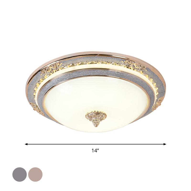 Plafonnier en verre crème abricot en forme de bol, luminaire LED encastré simple, 14"/16"/19,5" de diamètre