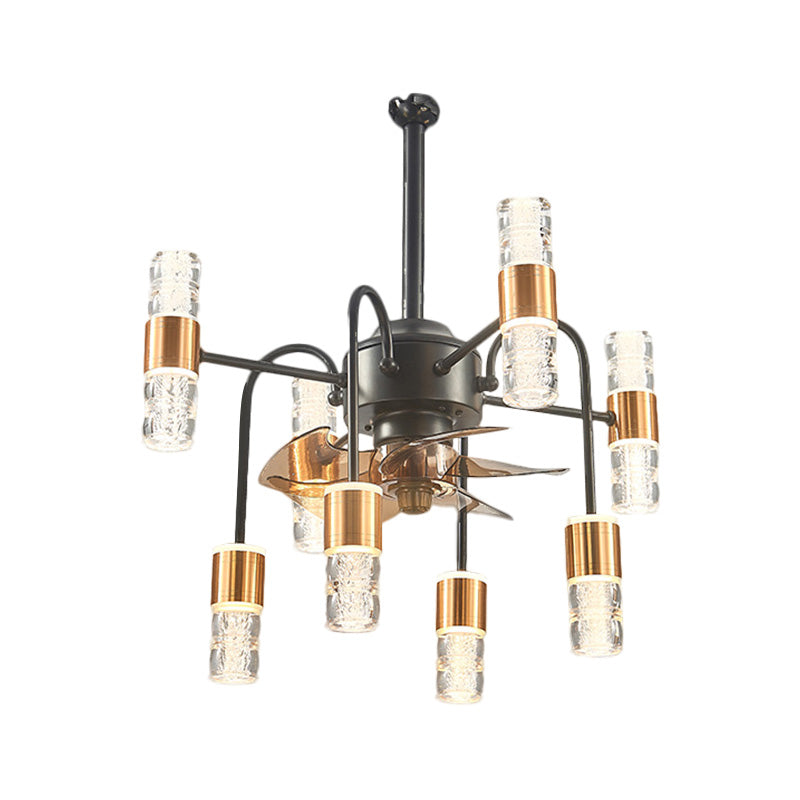 Modernistische sputnik hangende ventilator licht metallic metalen slaapkamer semi-spoellamp met 3 bruine messen in goud, 22 "W