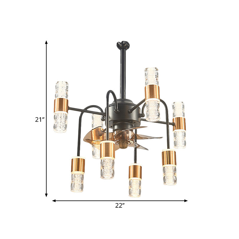 Modernistische sputnik hangende ventilator licht metallic metalen slaapkamer semi-spoellamp met 3 bruine messen in goud, 22 "W