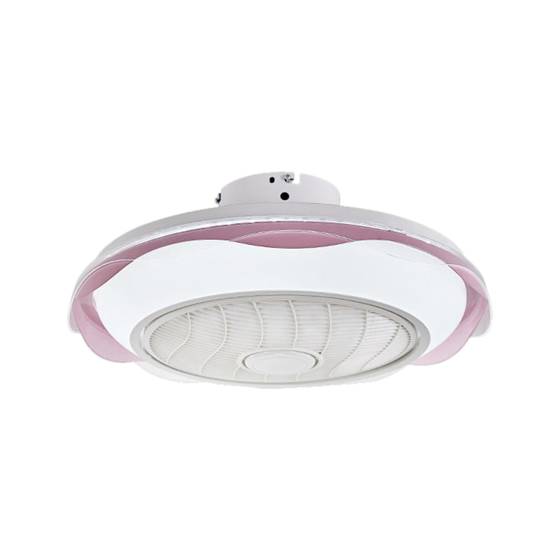 Wit/roze/blauwe/blauwe cirkel plafondventilator verlichting Modernisme Led metalen semi -spoellamp, 20,5 "W