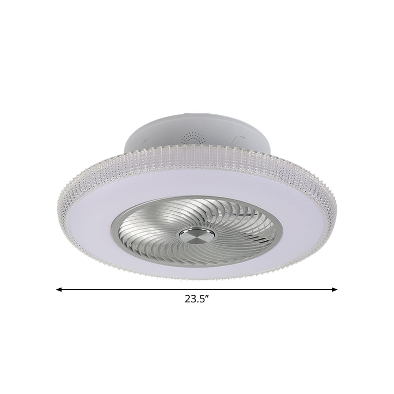 Moderne ronde ventilator verlichtingsarmatuur Metallic LED Parlor Semi Flush in White, 23,5 "W