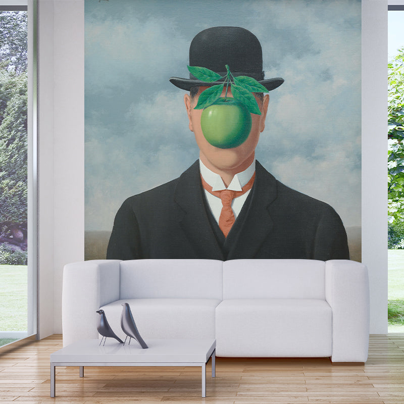 The Son of Man Murals Decal Black-Green Surrealism Wall Covering for Living Room