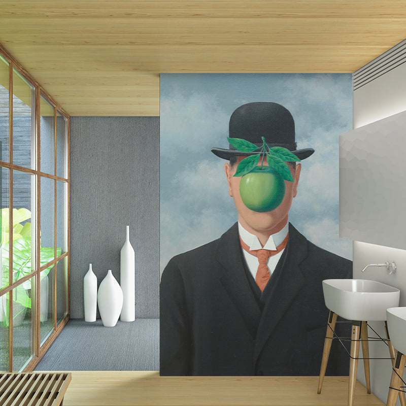 The Son of Man Murals Decal Black-Green Surrealism Wall Covering for Living Room