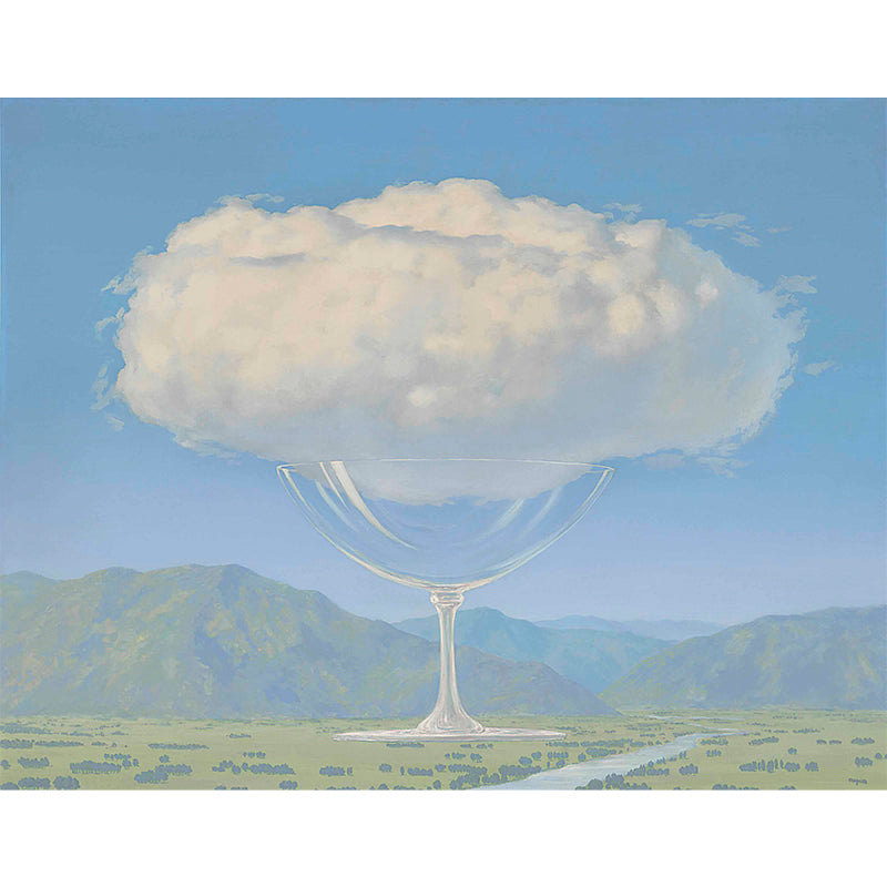 Surreal Glass of Cloud Mural Decal Blue and White Bedroom Wall Covering, Made to Measure