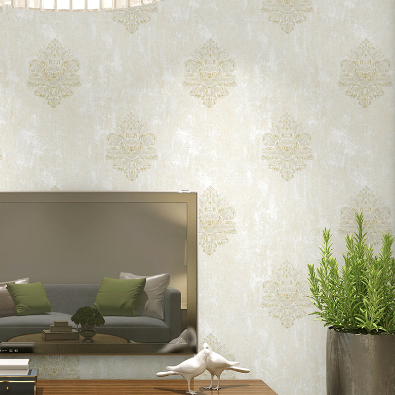 Damask Flower Wallpaper Roll Vintage 3D Embossed Wall Covering in Pastel Color, Unpasted