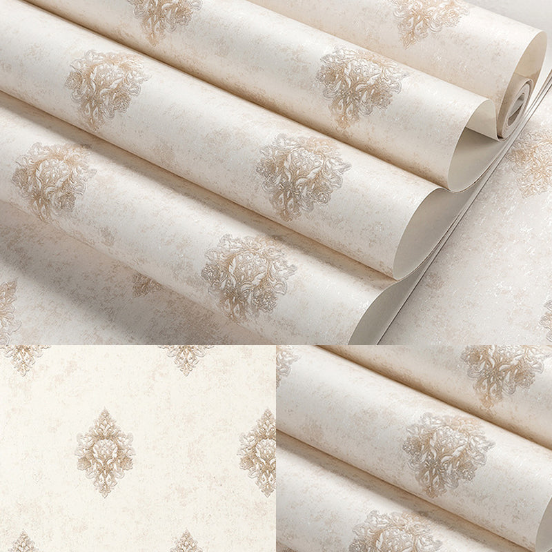 Soft Color Antique Wallpaper 33' L x 20.5" W Damask Wall Covering for Home Decor