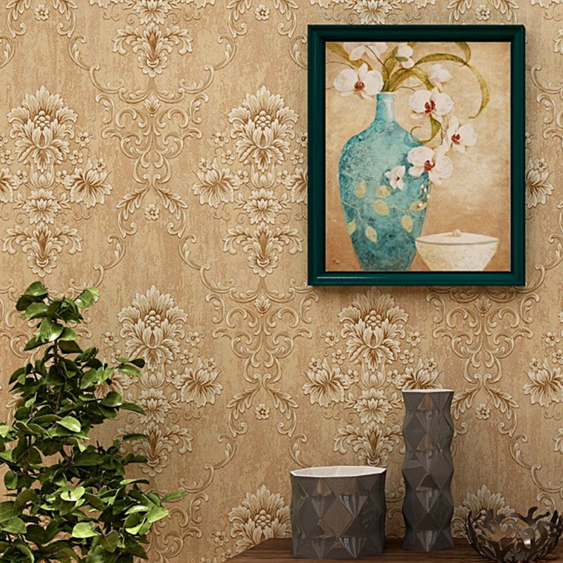 Blossom Damask Wallpaper Roll Antique Embossed Texture Wall Covering for Accent Wall