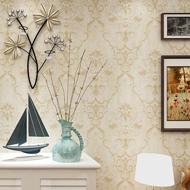 Blossom Damask Wallpaper Roll Antique Embossed Texture Wall Covering for Accent Wall