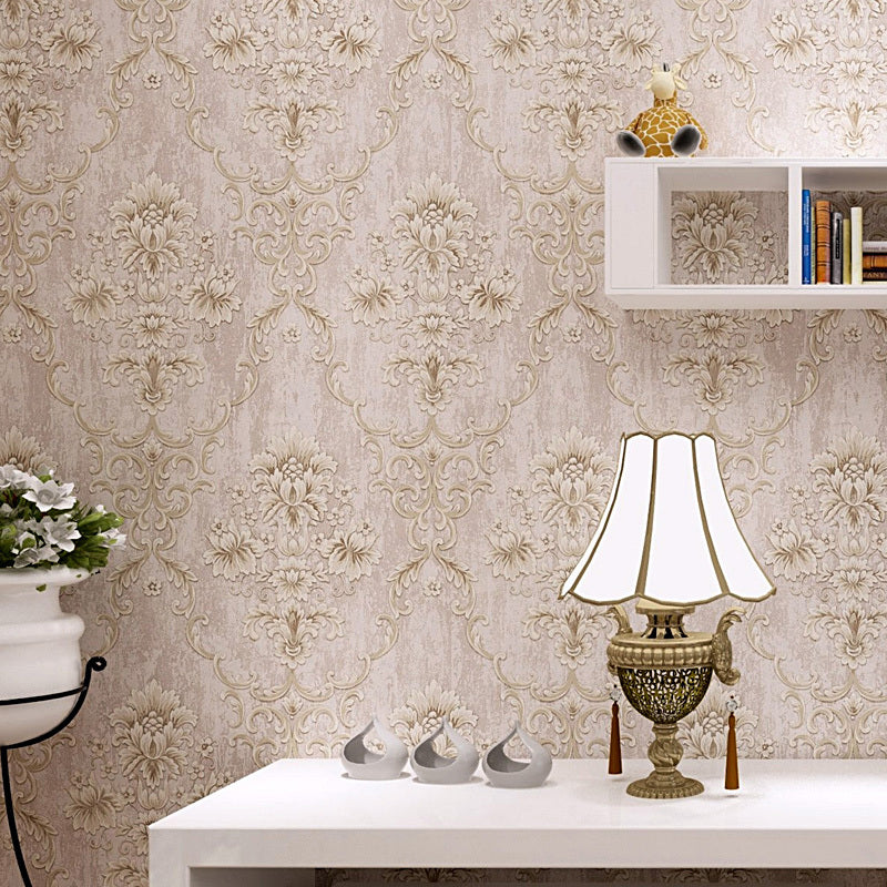 Blossom Damask Wallpaper Roll Antique Embossed Texture Wall Covering for Accent Wall