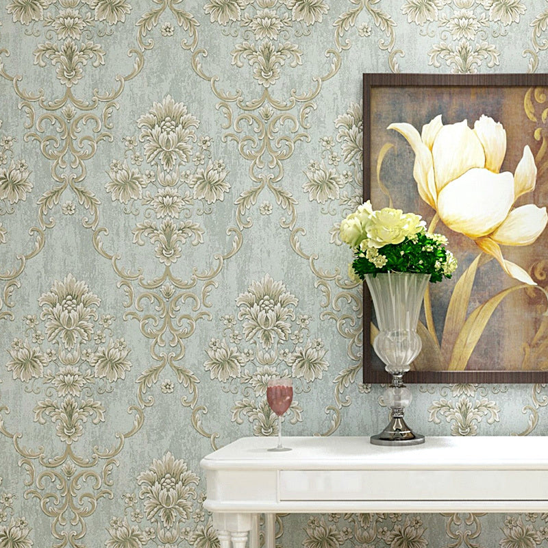 Blossom Damask Wallpaper Roll Antique Embossed Texture Wall Covering for Accent Wall