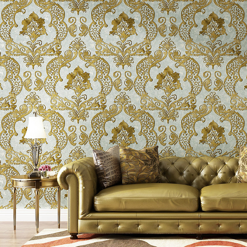 Retro Jacquard Wallpaper Light-Color Waterproof Wall Covering for Living Room, Unpasted