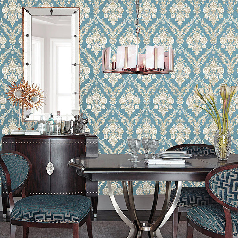 Damask Wallpaper Roll Light-Color Wall Decoration for Living Room, Moisture-Resistant