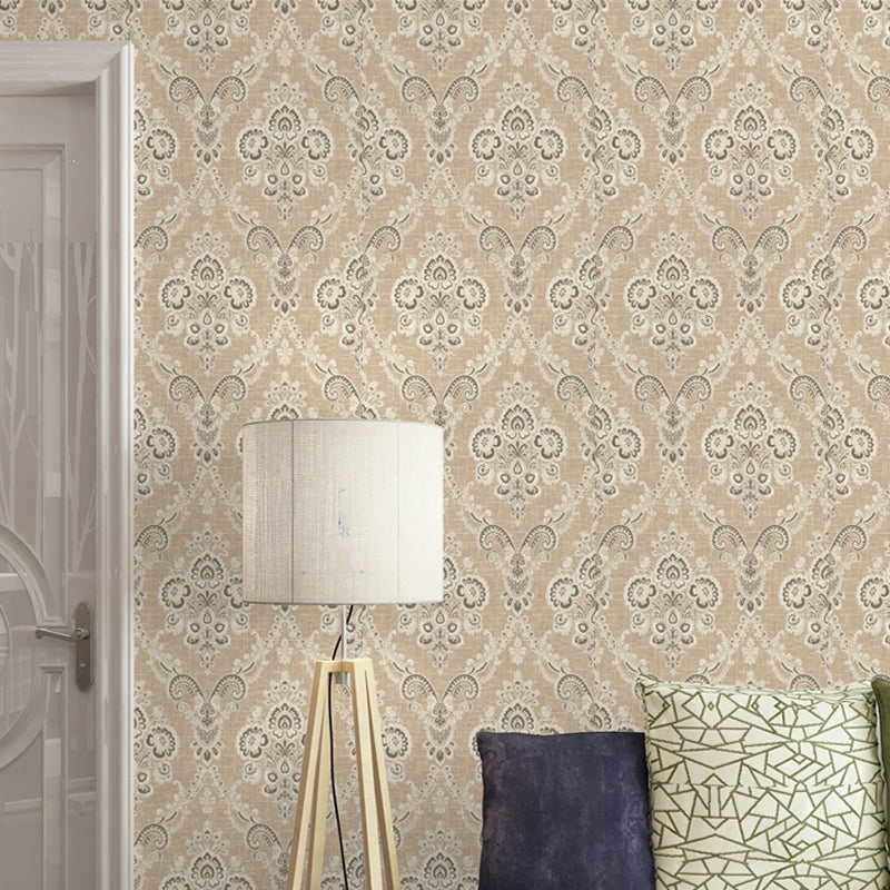 Damask Wallpaper Roll Light-Color Wall Decoration for Living Room, Moisture-Resistant