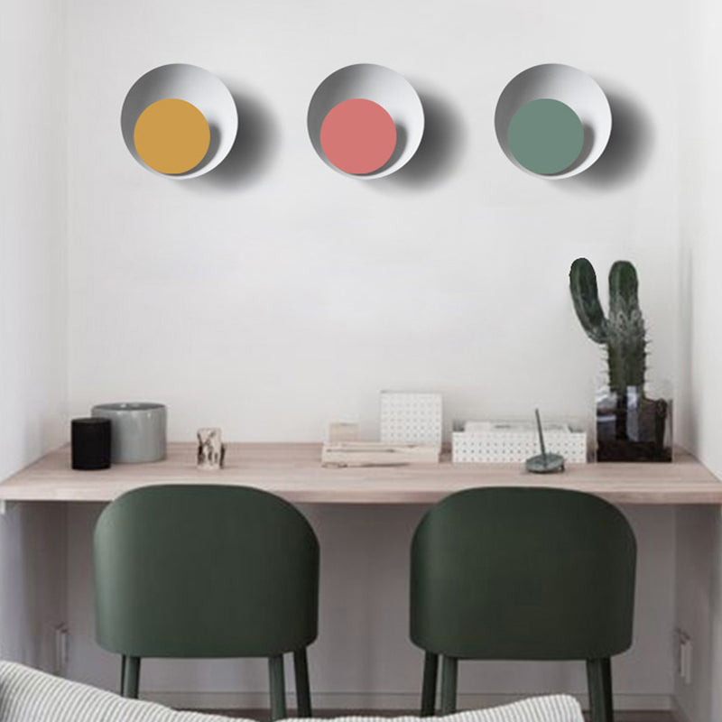 Circle Sconce Light Macaron Metal Black/Grey/Posa Lumo a monte a parete Light, 10 "/13" Dia