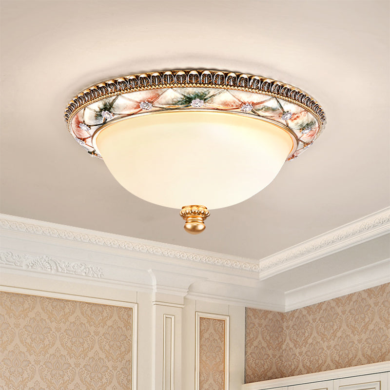 Lampada a soffitto bianco a cupola a cupola tradizionale tradizionale illuminazione a filo da letto a 3 teste da 16 "/19,5" in oro