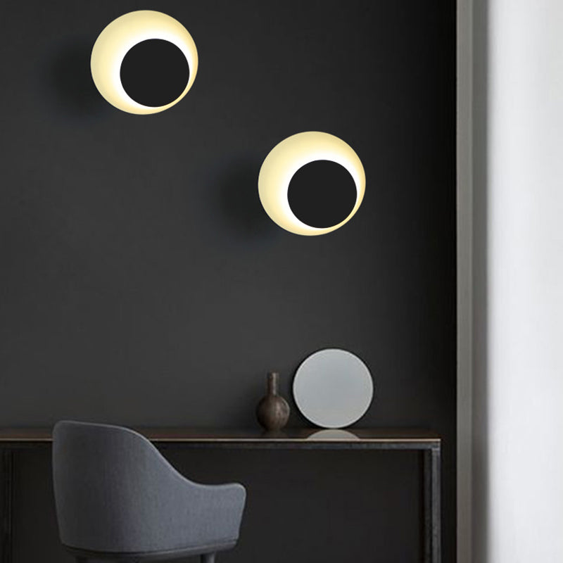 Circle Sconce Light Macaron Metal Black/Grey/Posa Lumo a monte a parete Light, 10 "/13" Dia