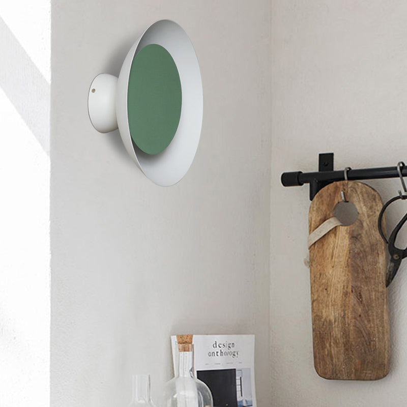 Circle Sconce Light Macaron Metal Black/Grey/Posa Lumo a monte a parete Light, 10 "/13" Dia