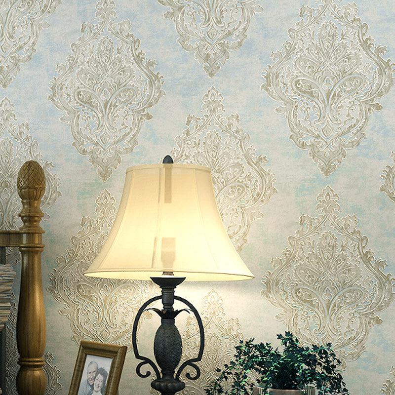 Antique Damask Wallpaper Roll Non-Woven Washable Pastel Color Wall Decor for Home