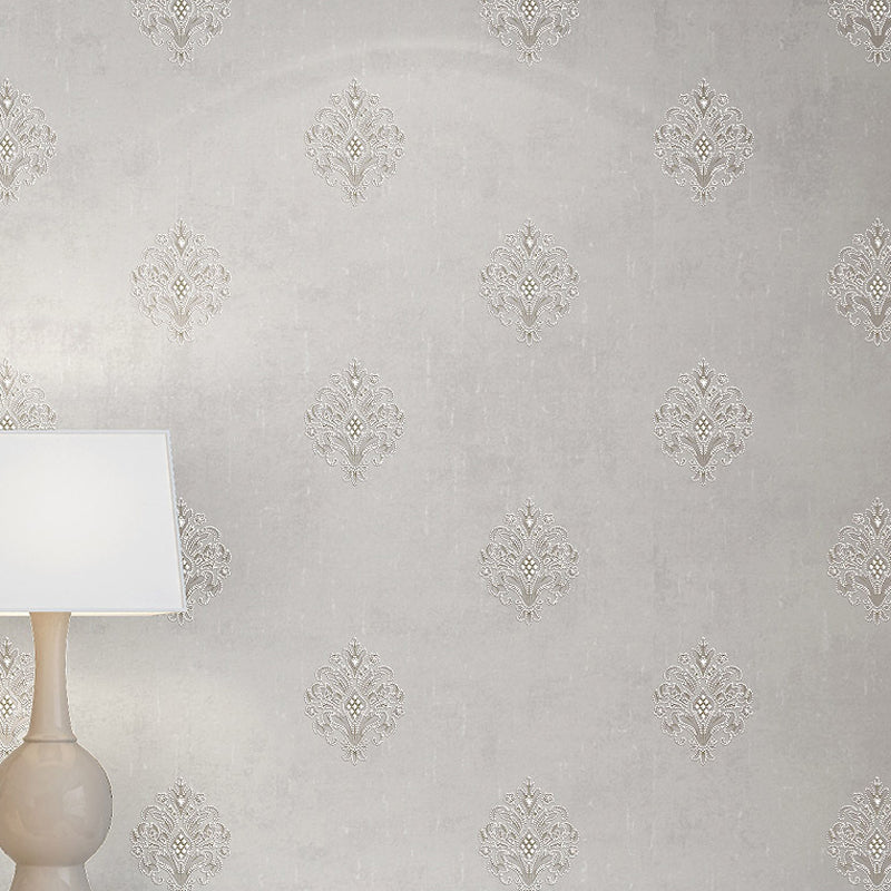 Jacquard Floral Wallpaper Retro Embroidered Wall Covering in Light Color for Dining Room