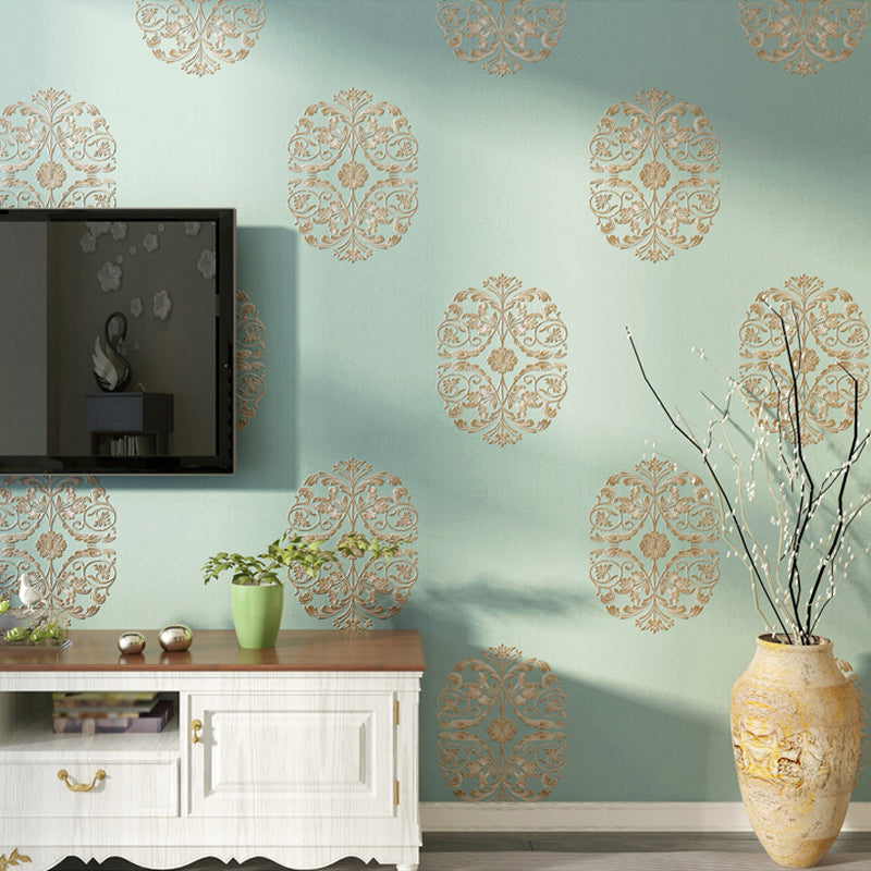 Nostalgic Embroidered Floral Wallpaper for Bedroom 57.1-sq ft Wall Decor in Pastel Color