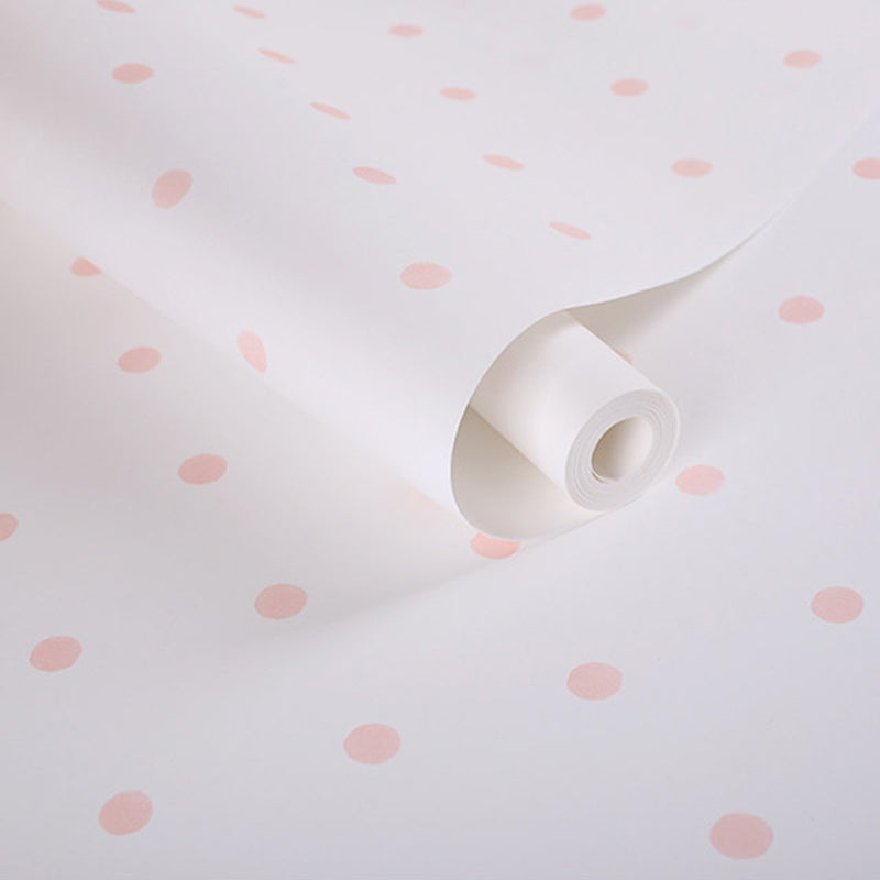 Minimalist Polka Dots Wallpaper Light-Color Moisture Resistant Wall Covering for Nursery