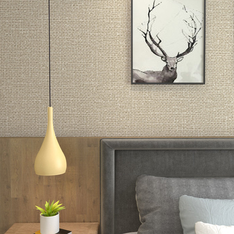 Crisscrossed Rattan Effect Wallpaper Light-Color Japanese Wall Decor for Bedroom