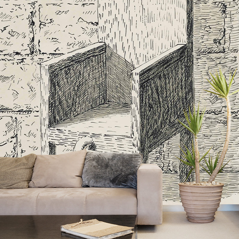 Grey Chair with Tail Murals Artistic Surrealism Water-Proof Wall Art for Bedroom