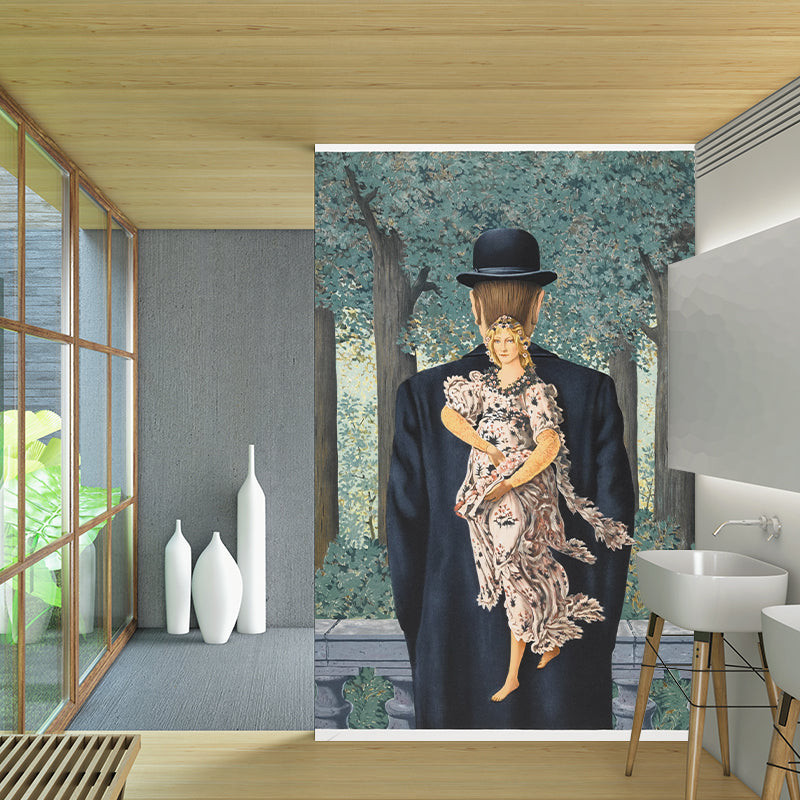 The Prepared Bouquet Mural Wallpaper Black and Blue Surrealist Wall Decor for Home