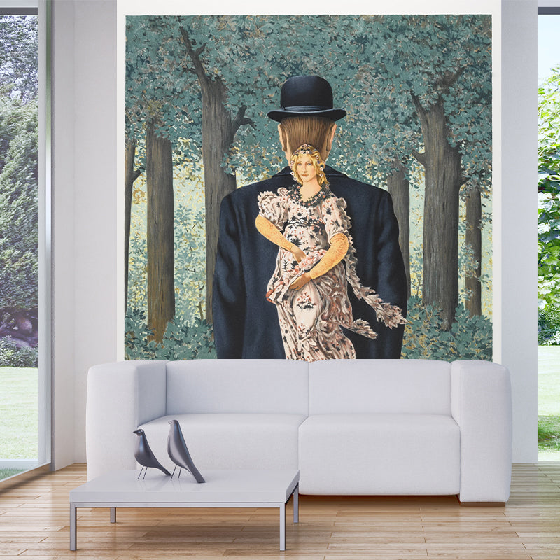 The Prepared Bouquet Mural Wallpaper Black and Blue Surrealist Wall Decor for Home