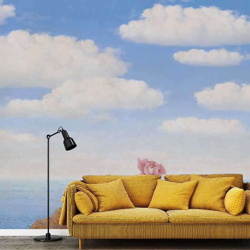 Alone Flower at Cliff Mural Wallpaper Surrealistic Washable Living Room Wall Art, Custom Size