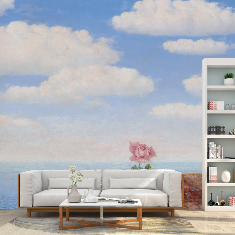 Alone Flower at Cliff Mural Wallpaper Surrealistic Washable Living Room Wall Art, Custom Size