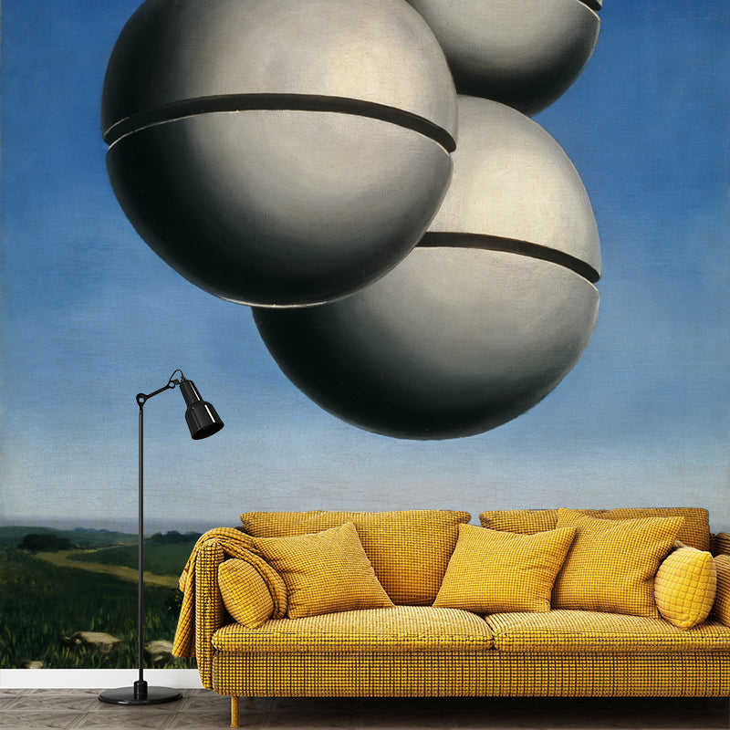 Surrealist Anti-Gravity Wallpaper Murals Grey-Blue Moisture Resistant Wall Art for Bedroom