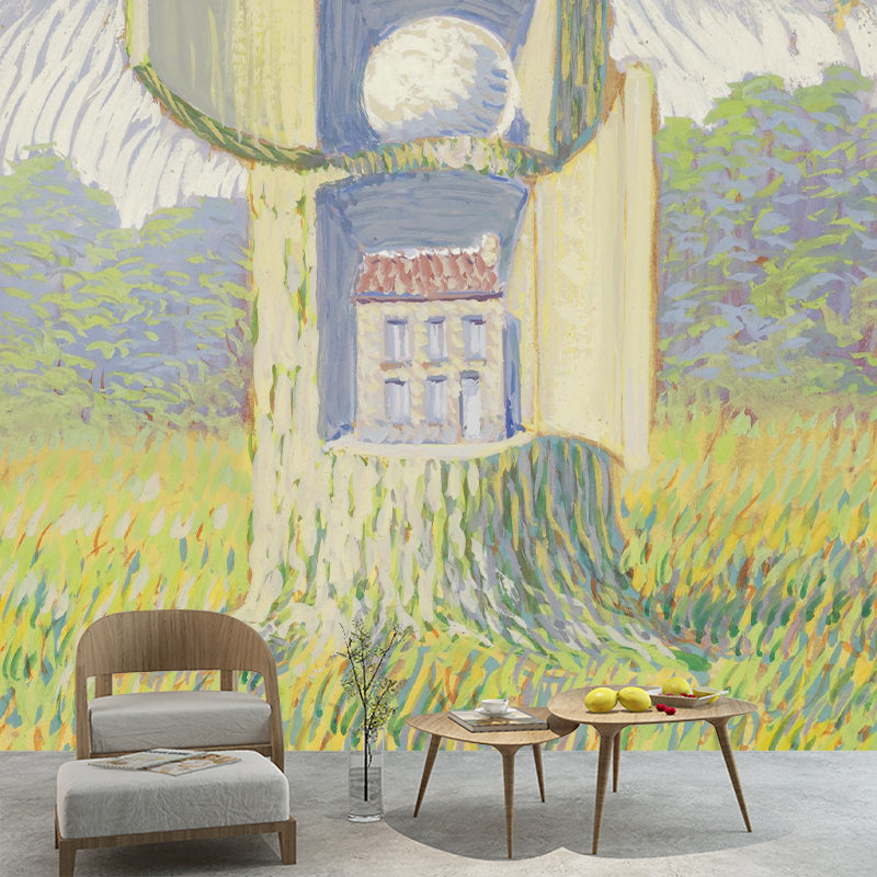 La Voix Du Sang Murals Wallpaper Surreal Non-Woven Fabric Wall Decor in Pastel Color