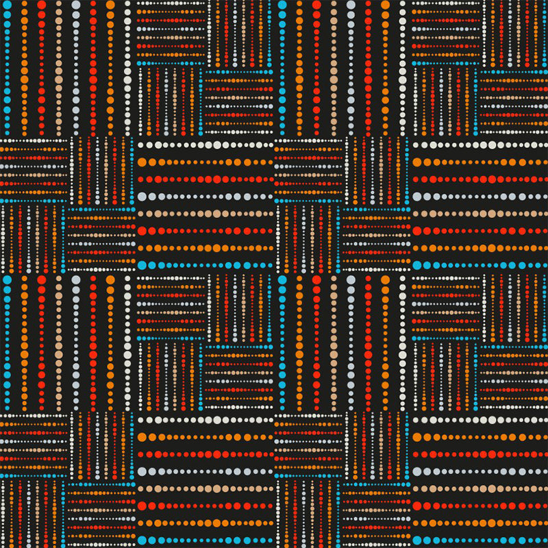 Boho Beaded Check Mural Wallpaper Orange-Blue Stain Resistant Wall Decor for Home