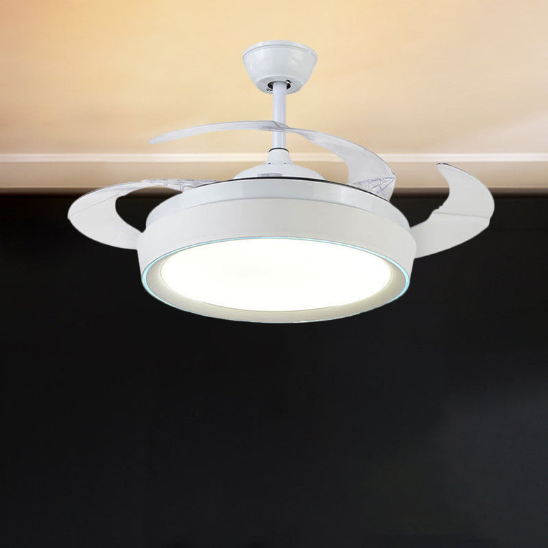 42 "brede drum plafond spoeling eigentijdse acryl wit 4-blade led hanger ventilator licht